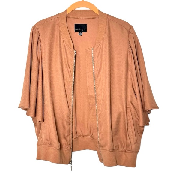 Eva Longoria Zip Front Batwing Jacket Dusty Rose Holiday Layer size Large - Picture 6 of 16